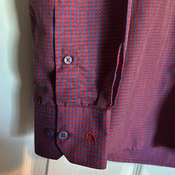 Oxemberg men’s red long sleeve button down shirt size 38 - Picture 5 of 7